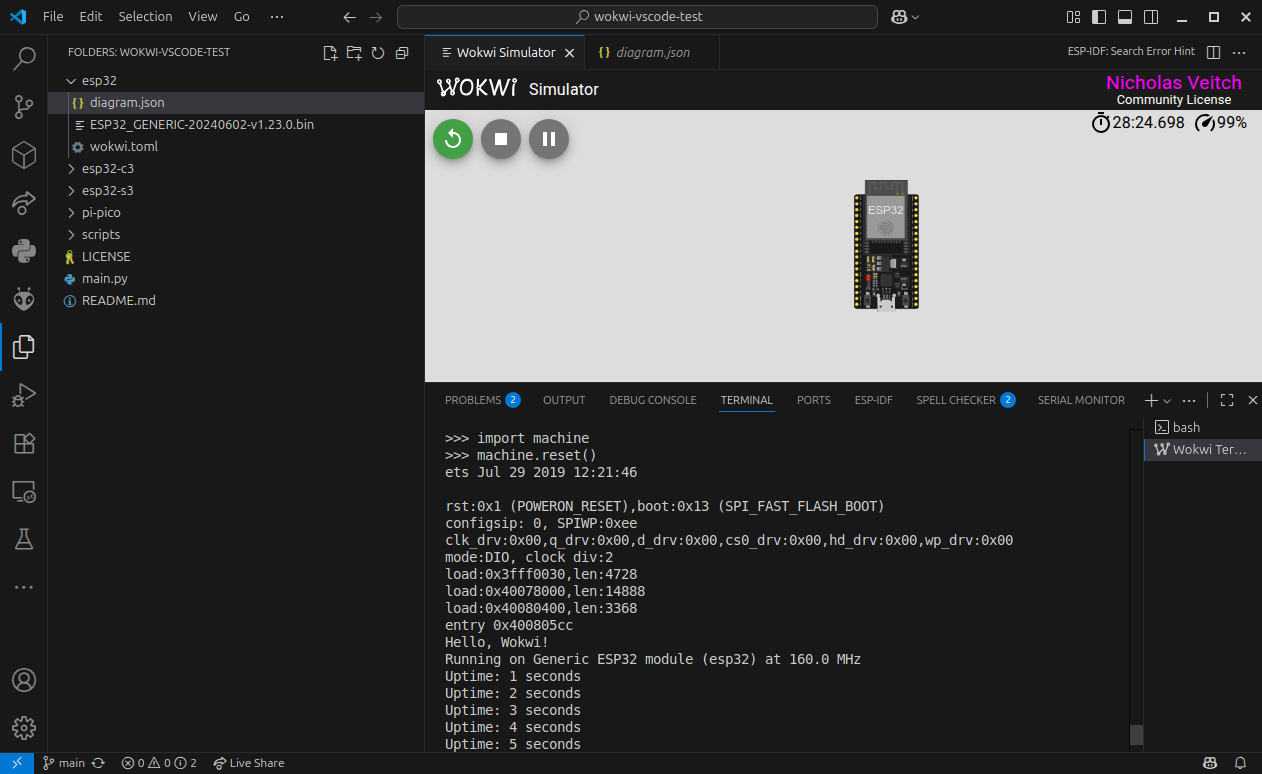 Automatically running the main.py code on reset